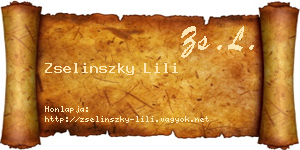 Zselinszky Lili névjegykártya